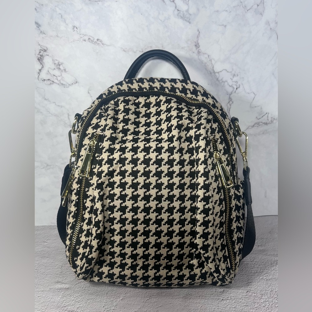 Sucmlan Leather Houndstooth Backpack